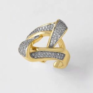 GOLD ABSTRACT CZ ADJUSTABLE RING